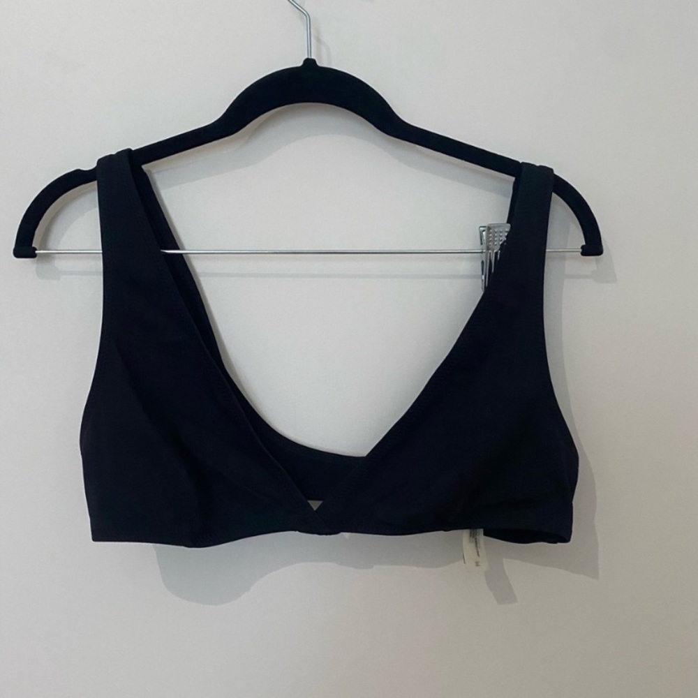 Solid & Striped Black Open V Scoop Back Bikini Top